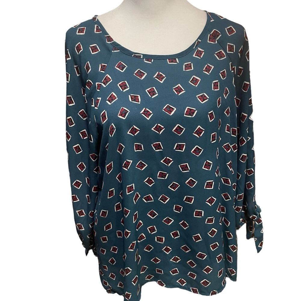 Geometric, Gold zipper accent, Tie sleeves, stitch fix Paper Moon sz L